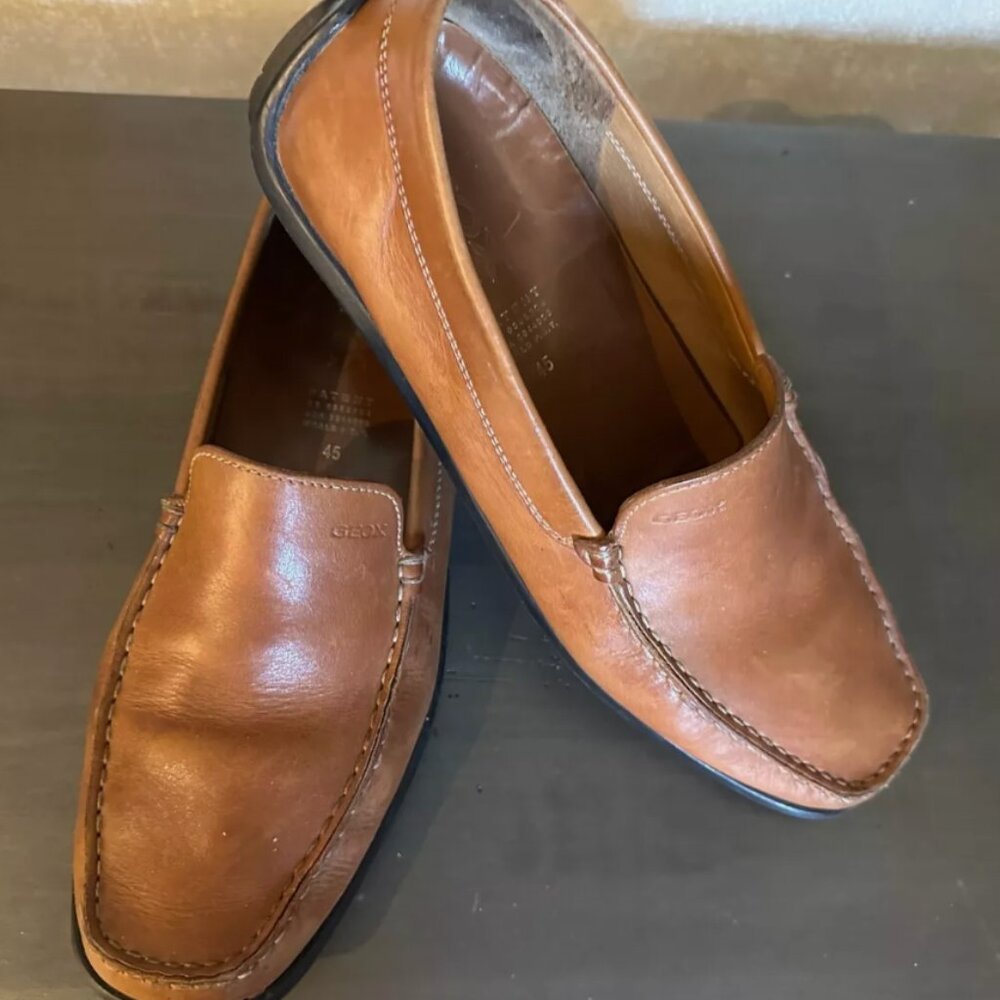 SIZE 45 EU (12 US) MEN'S GEOX LIMITED EDITION BROWN LEATHER DRIVING LOAFER